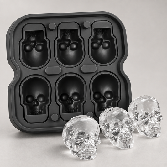 Molde de Hielo Calavera 3D | Silicona Flexible para Whisky y Cócteles
